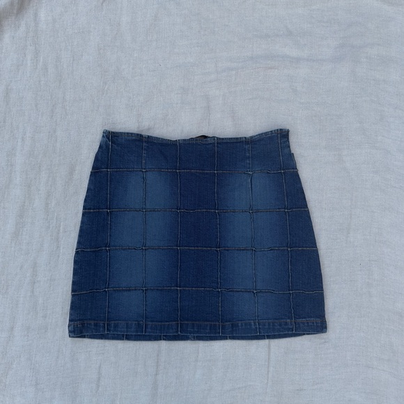 Y2k Checkered Patchwork Denim Skirt - Vintage Style Size 1 - Picture 9 of 13